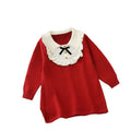 fall/winter new collection: stylish and chic knitted sweater dress for little girls - preppy style