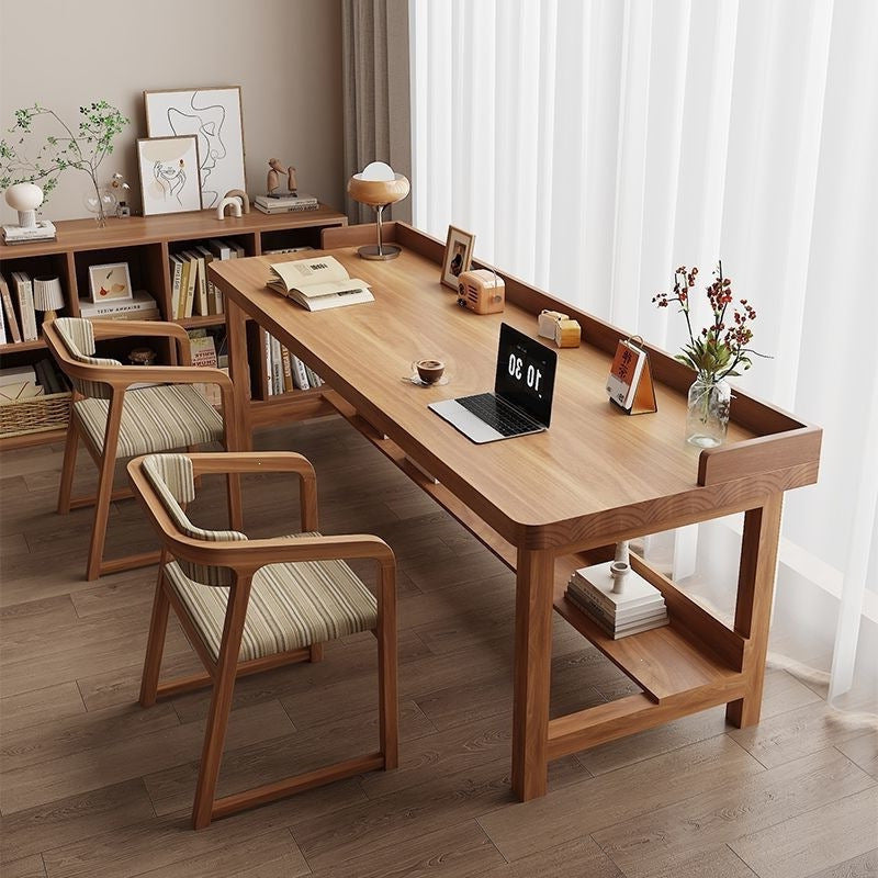 Here are a few options, depending on the specific nuance you want to convey:  **option 1 (focus on functionality):**  "wall-mounted study desk, home student writing desk, minimalist modern office study solid wood double desk"  **option 2 (more descriptive