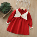 Girls' knit dress - new autumn/winter collection: stylish princess dress for baby girls, faux two-piece cardigan knit dress