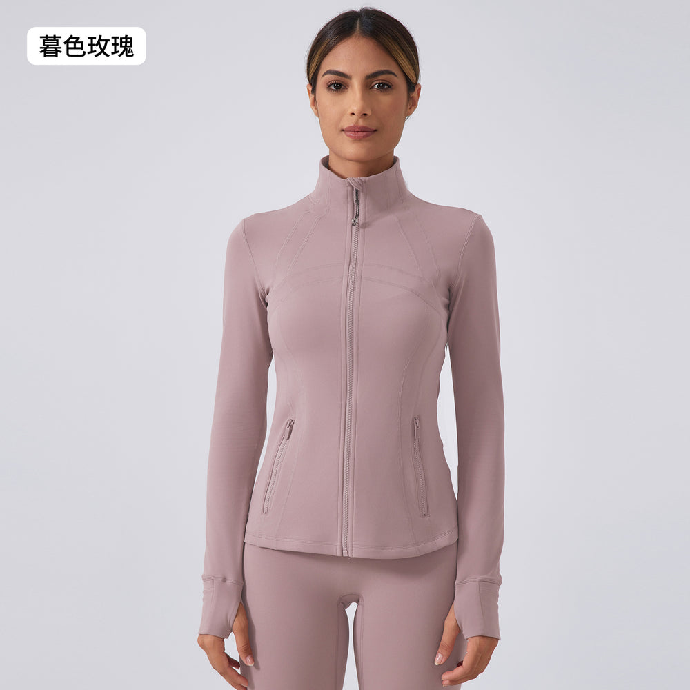 Autumn new yoga jacket women's running cycling sports long sleeve slim fit stand collar workout fitness apparel daw182
