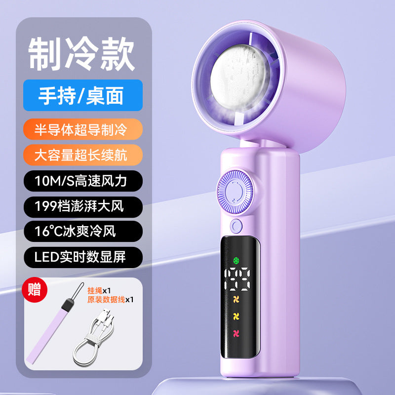 2026 new handheld neck fan with digital display, usb rechargeable, mini portable outdoor camping fan - powerful wind, low power consumption