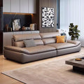 Italian normcore black sailboat genuine leather sofa modern casual living room lazy sofa accessible luxury house straight row sofa