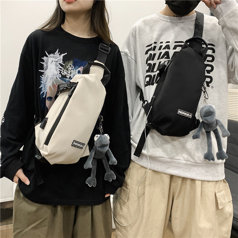 Couple breast bag versatile high-end messenger Japanese large-capacity women's shoulder bag can be printed logo trendy men's bag