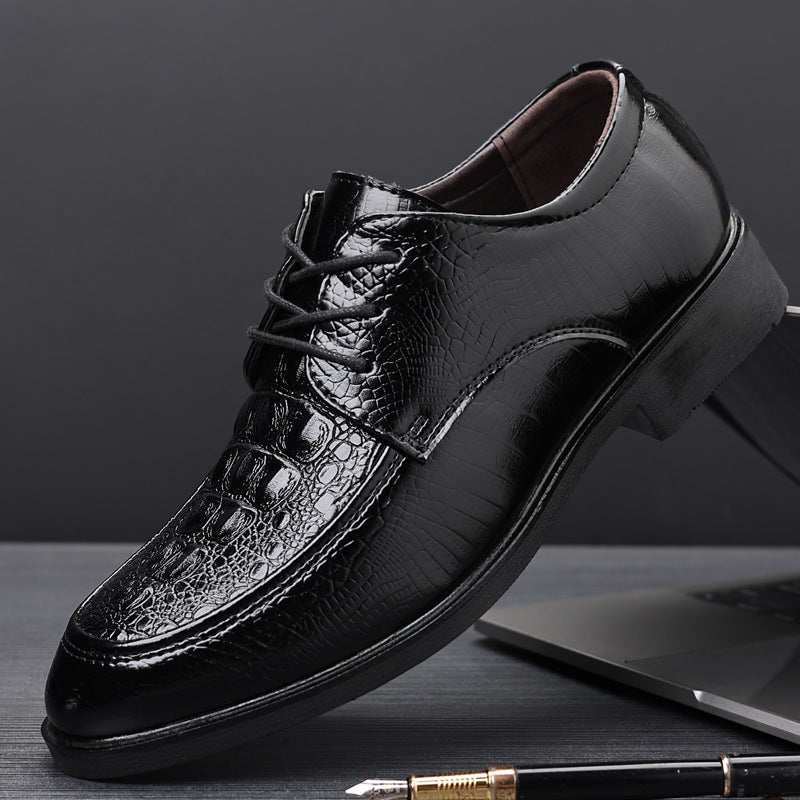 Crocodile leather dress shoes for men - business, summer, breathable, british style, casual, hidden heel, groom wedding shoes