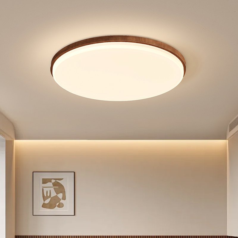 Wood grain wabi sand wind bedroom log wind ceiling light household master bedroom light simple wind eye protection walnut color study light