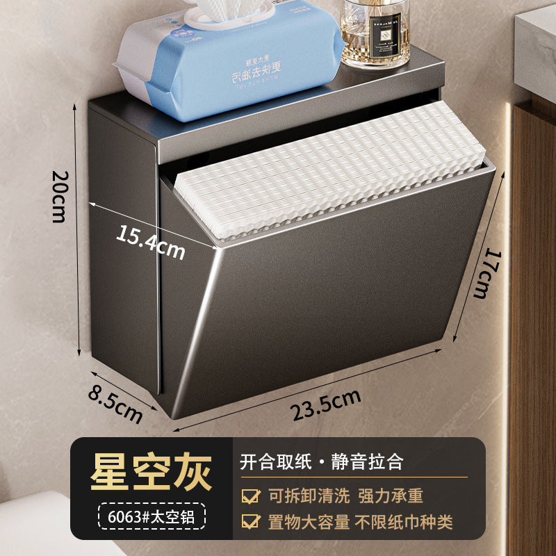Gun gray toilet toilet carton toilet paper straw carton non-punching waterproof toilet paper shelf toilet tissue box