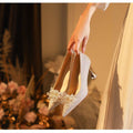 Crystal wedding shoes for women 2025 new xiuhe bridal shoes stiletto high heels
