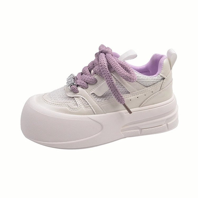 Best sellingthick soleplatform shoeswhite shoes women's height increasingniche style sneakers 2026 super popular new spring summer casual sports shoes