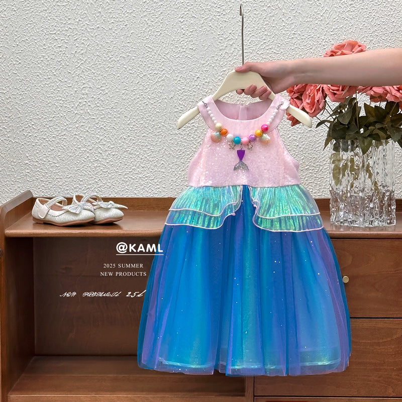 【clearance】girls' mermaid princess dress - summer style sequin birthday party dress