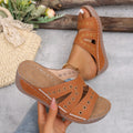 Amazon  spring/summer new arrival: women's plus size embroidered & hollow-out wedge sandals - wholesale for export