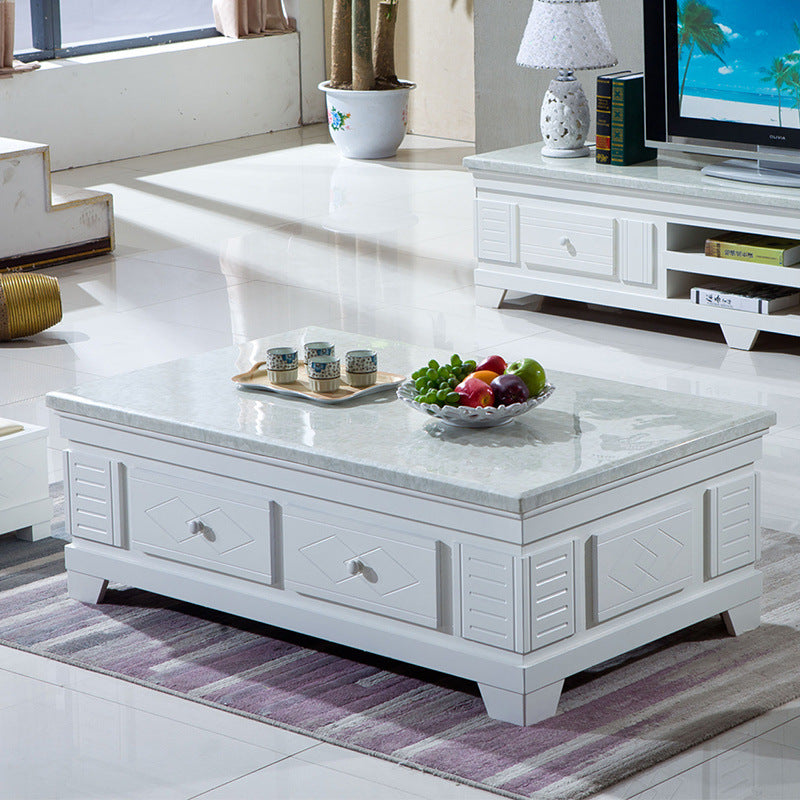 New chinoiserie solid wood coffee table tv cabinet stone surface classy fully equipped storage suitable for for home office tv cabinet