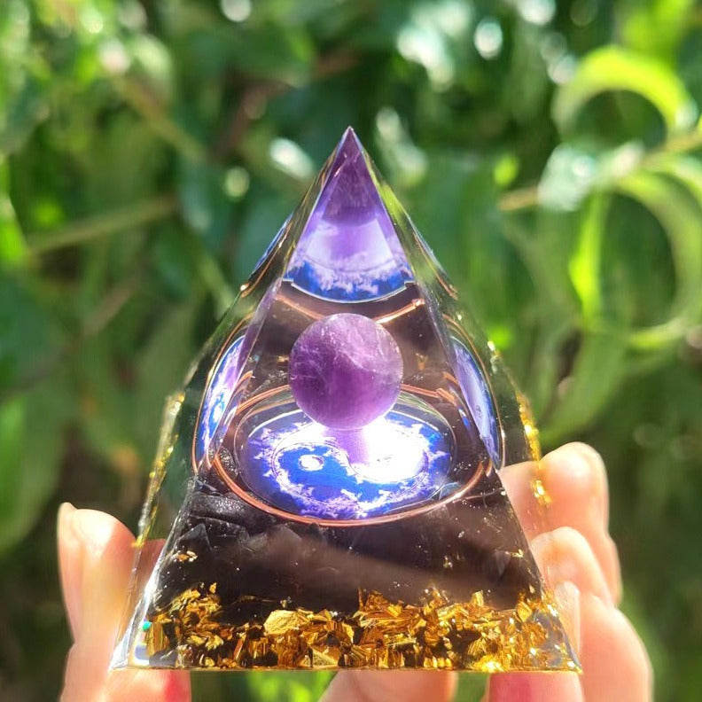 Foreign trade crystal ball pyramid 5.6 cm crystal gravel glue,  explosive resin home hand ornament