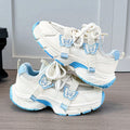 Girls' white sneakers -  new summer collection - trendy chunky sneakers for girls - breathable mesh upper - perfect for older kids