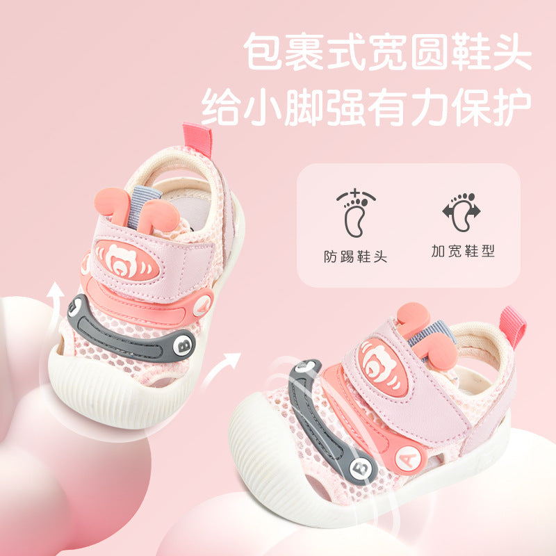 Baby sandals for girls, summer first walker shoes, 0-1-2 years old infant anti-slip soft sole mesh shoes for babies and toddlers, boys' shoes