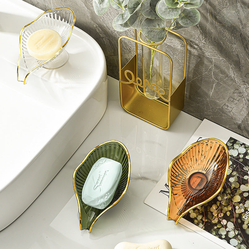 Accessible luxury soap dish countertop drainage no punching gold plated for home soap dish bathroom countertop soap rack bathroom