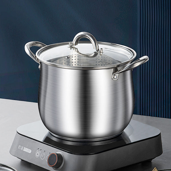 Soup pot stainless steel thickened household cooking heightened soup pot large capacity saucepan gas induction cooker cooking pot wholesale