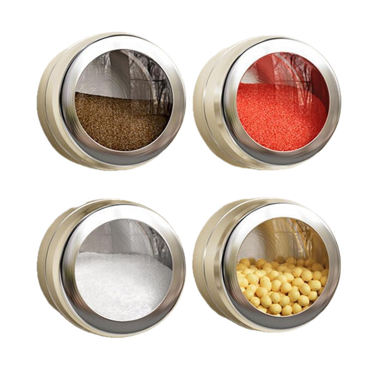 Magnetic transparent spice sealed jar kitchen for homeclassy new arrival spice jar stainless steel creative combination set
