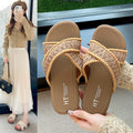 Giant gentle niche stylefrenchretro sandals and slippers for women sense of design roman sandals and slippers beach vacation soft bottom flip-flops