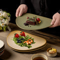 Creative stylish triangle stoneware dinner plate western food steak plate pasta plate cooking plate home practical large dish plate