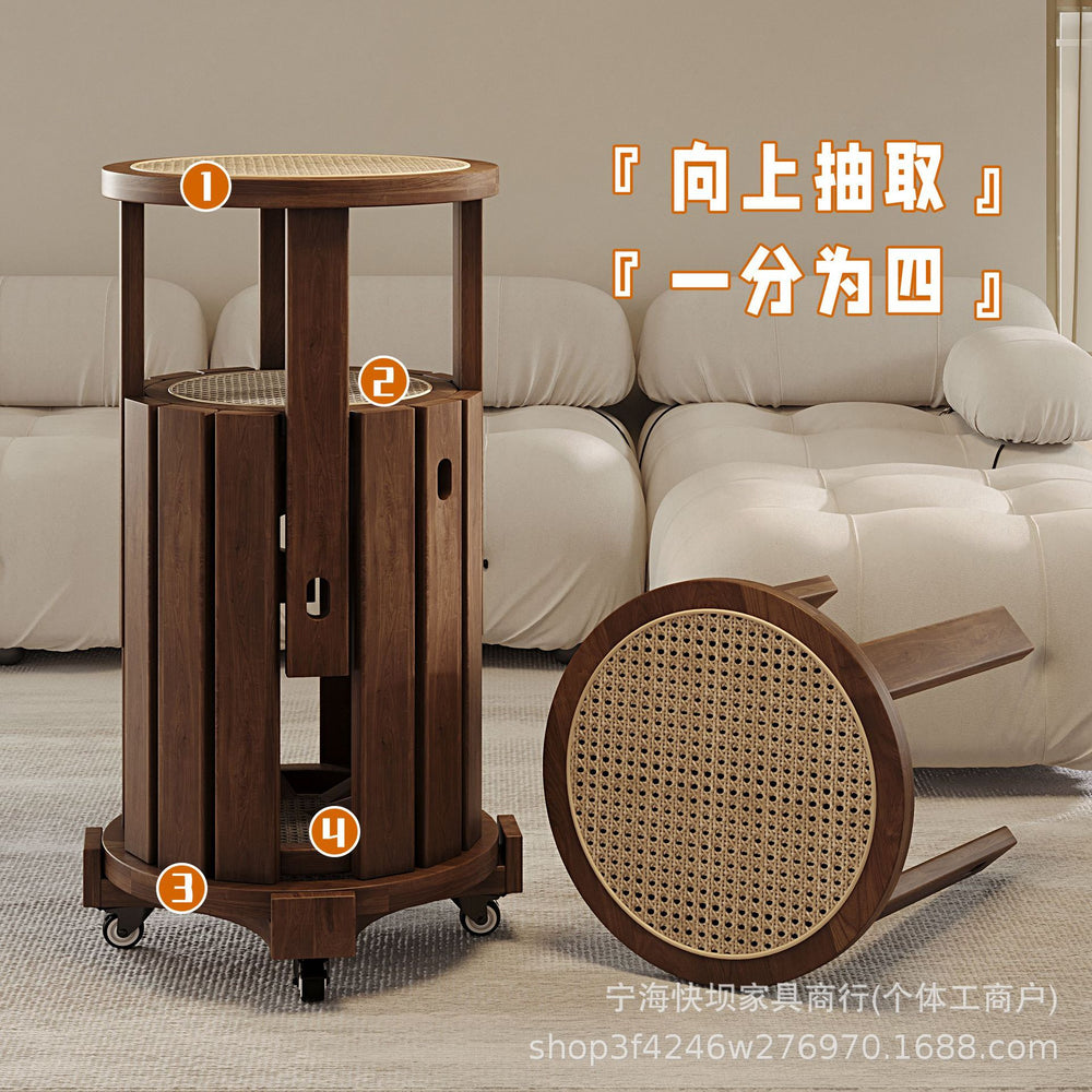 Solid wood stool for home stackable spare dining table bench creative round stool medieval style rattan stacking stool combination stool