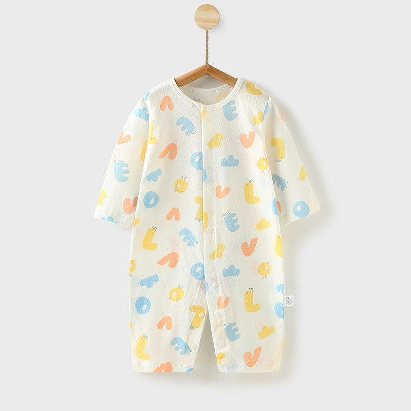 Newborn baby rompers - lightweight spring/summer long-sleeve sleep suits & crawling outfits