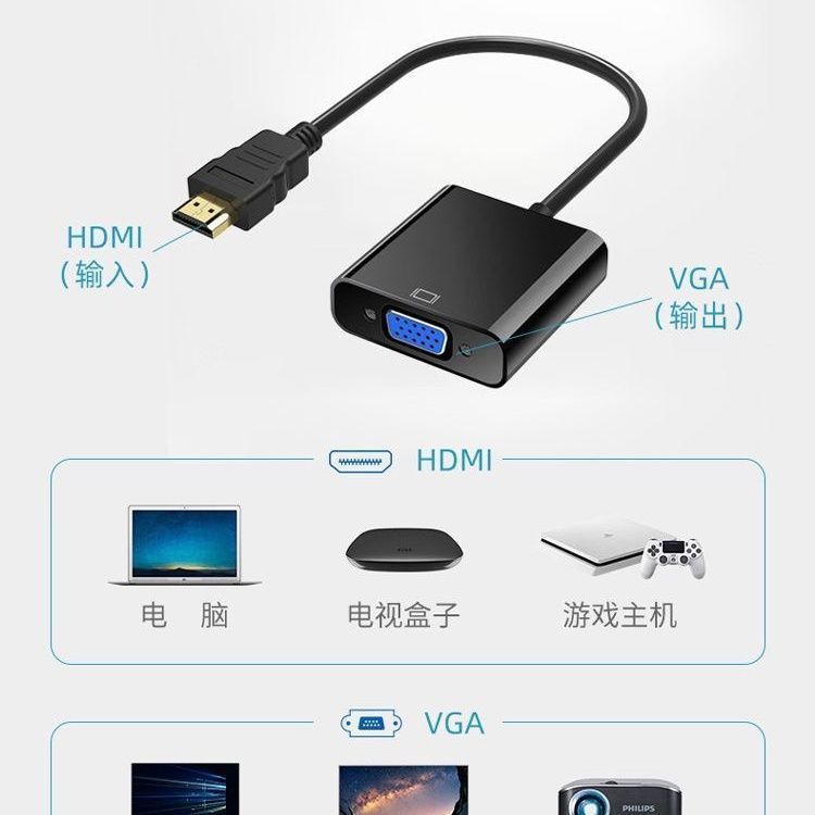 HDMI to VGA Converter with Audio Powered Laptop Monitor Projector Adapter Set Top Box
