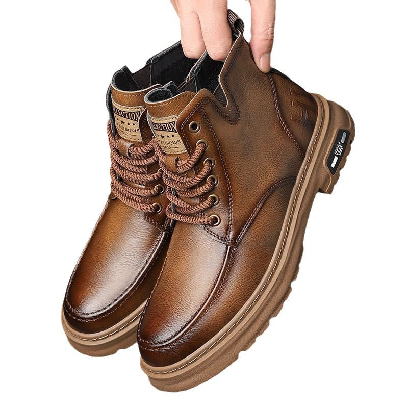 2024autumnew arrivalretrobootsmen's high-top britisheasiest for match slip-on casuallong high-end workwear boots