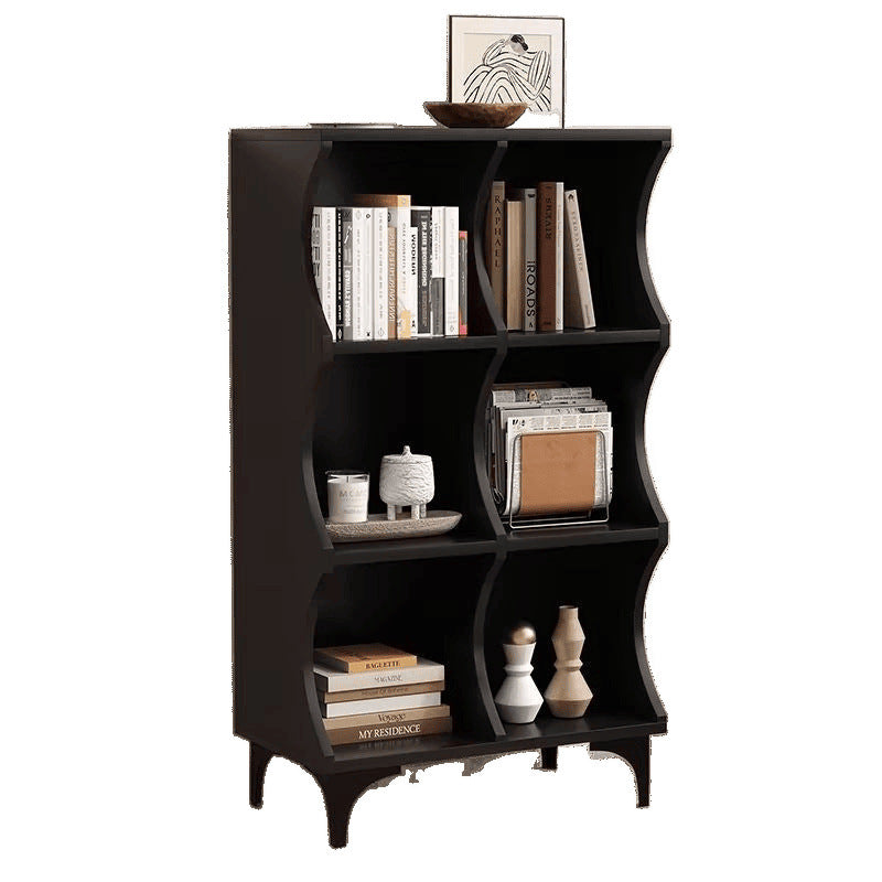 Simple modern black lattice cabinet Internet celebrity cabinet High value storage side cabinet Bookcase Floor creative lattice cabinet