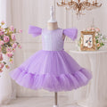 European and american style baby girl's christening dress, first birthday outfit, kids' tutu cake flower mesh full month princess dress