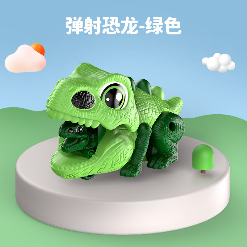 Q cute dinosaur ejection car inertia sliding ejection dinosaur car simulation modeling male and female parent-child interaction, educational toys