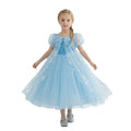 Frozen-themed cosplay costume for girls: princess dress with sequined cape, tulle train, and puffy flower girl skirt