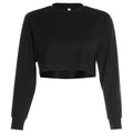 European and american  women's fashion new arrival: solid color, loose fit, slimming, cropped basic long sleeve lightweight sweatshirt jacket - in stock