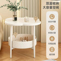 Cream style side table movable bedroom bedside table storage rack for home living room round table creative coffee table sofa side cabinet