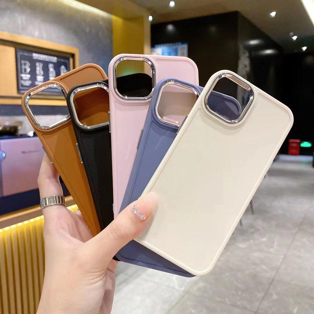 Suitable for apple 16pro metal photo frame mobile phone case iphone7p/xr caramel color protective cover suitable for all series
