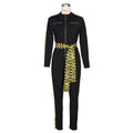 e-commerce source factory, independent station hot-selling european and american women's clothing, sexy letter print striped patchwork jumpsuit
