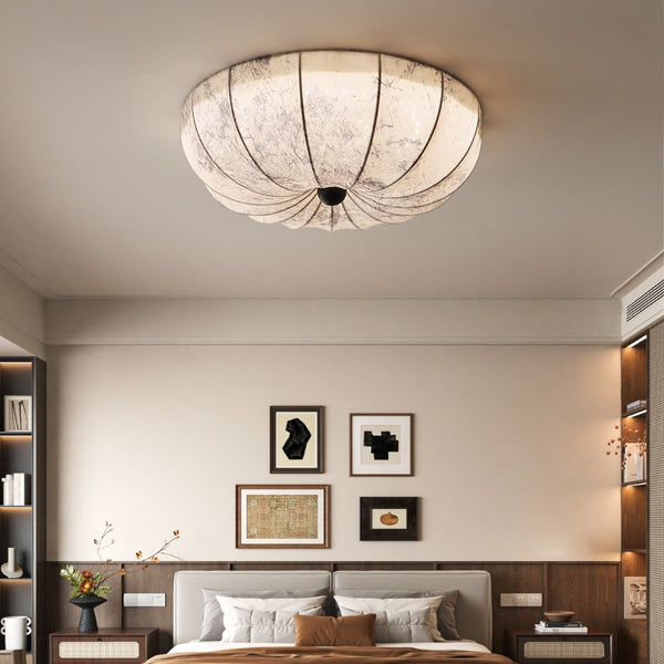 Medieval style bedroom ceiling light American retro atmosphere room study light high-end fabric Japanese-style wabi-sabi lamp