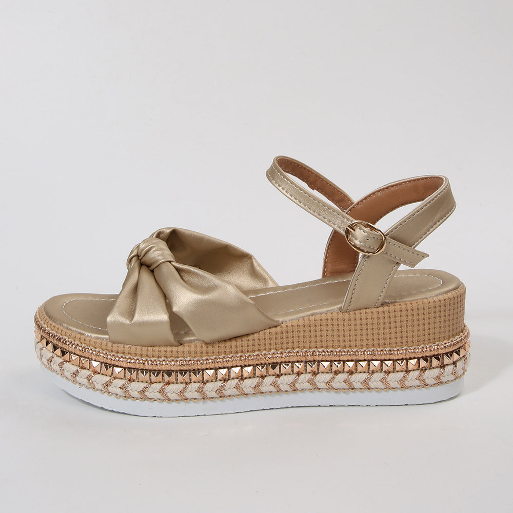 European and american plus size flat espadrille open-toe sandals,  summer new style, single strap buckle cross bows women's sandals, size 43
