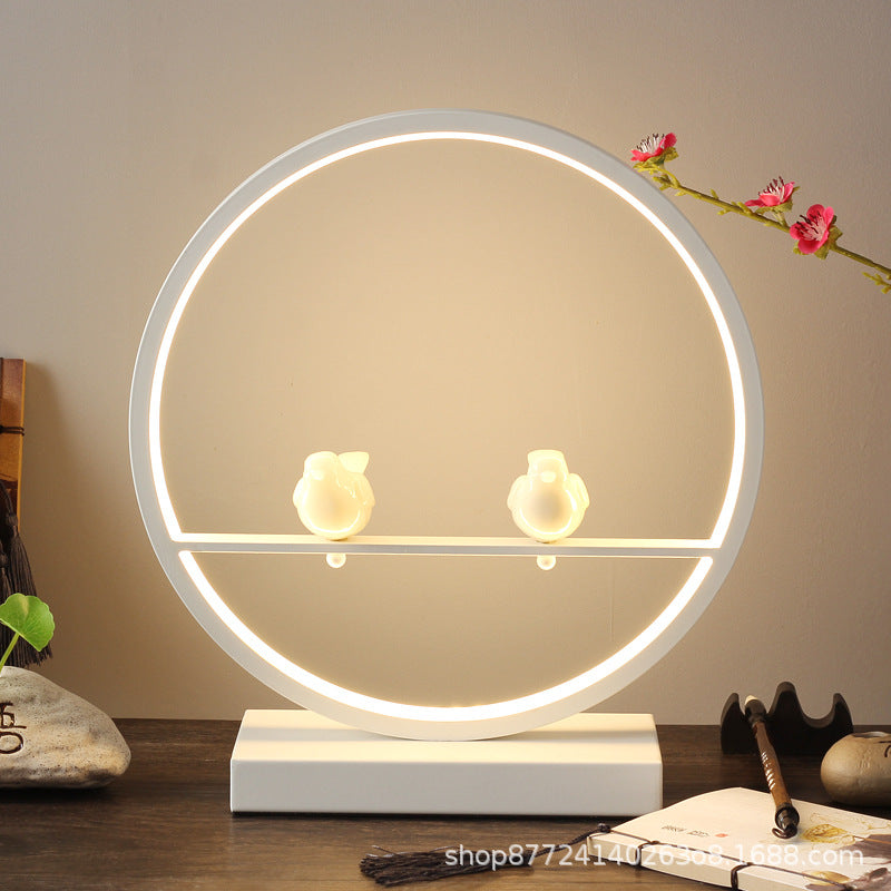 Minimalist modern circle table lamp - bedroom bedside lamp with remote control, creative personalized gift ornament, usb phone charger