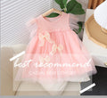 Girls' dress with flutter sleeves, summer baby girl mesh tutu dress, super fairy princess dress, performance bow trendy style