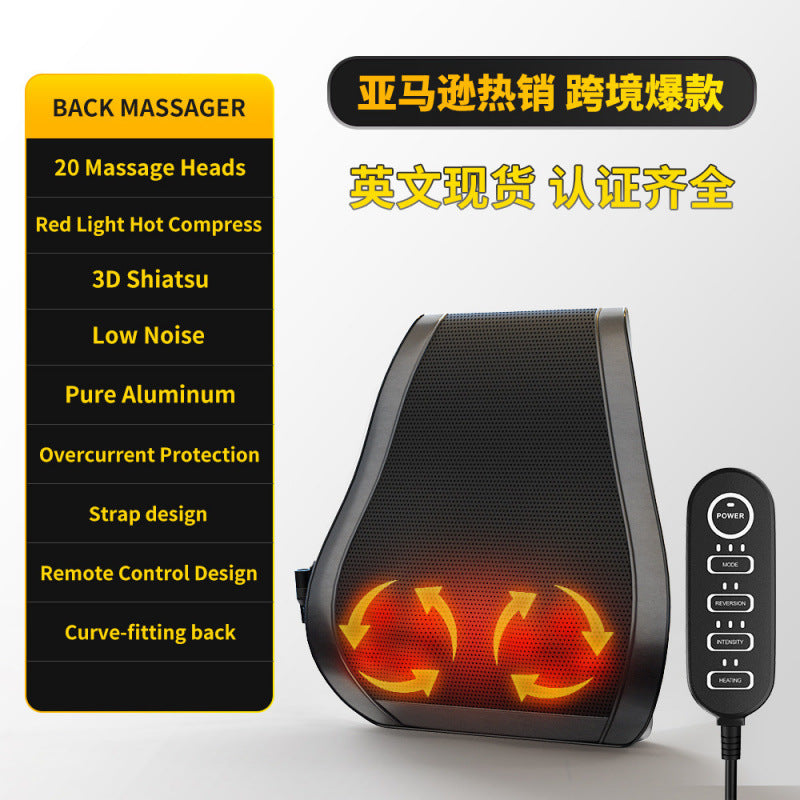 Waist massager english car lumbar support amazon cross-border kneading back shoulder and neck cervical spine massage pillow neck and lumbar spine