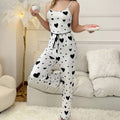 European and american cross-border hot-selling women's ribbed camisole pajama set with heart print – sexy and suitable for wearing out