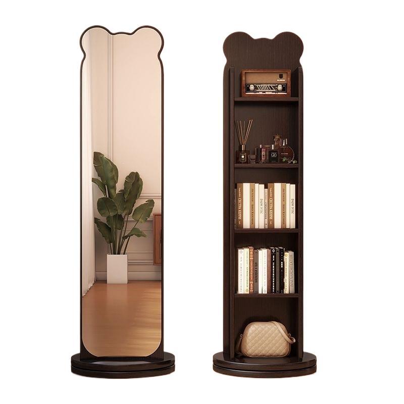 High-end new chinese style dressing mirror - bear rotating full-length mirror multifunctional floor-standing bookshelf try-on mirror