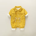 Baby outing one-piece clothes autumn winterthickened haki 0-1 years old baby boy climbing suit corduroy one-piece