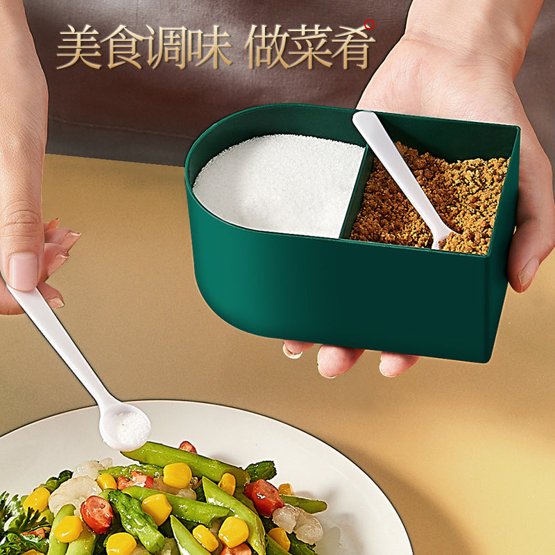 Desktop seasoning box, kitchen seasoning can, grid clamshell storage seasoning box, transparent sealed plastic seasoning box