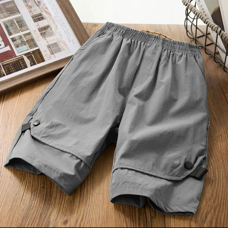 [quick-drying high-elastic shorts] children's thin quick-drying shorts, medium and large children's elastic workwear shorts outwear summer yh