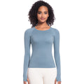 New seamless one-piece knit yoga top: high-stretch, compression fit, long sleeve, breathable, quick-dry running & fitness activewear t-shirt