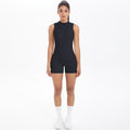 European and american new sleeveless barely-there open-back yoga bodysuit, tight-fitting activewear jumpsuit for outdoor running and fitness