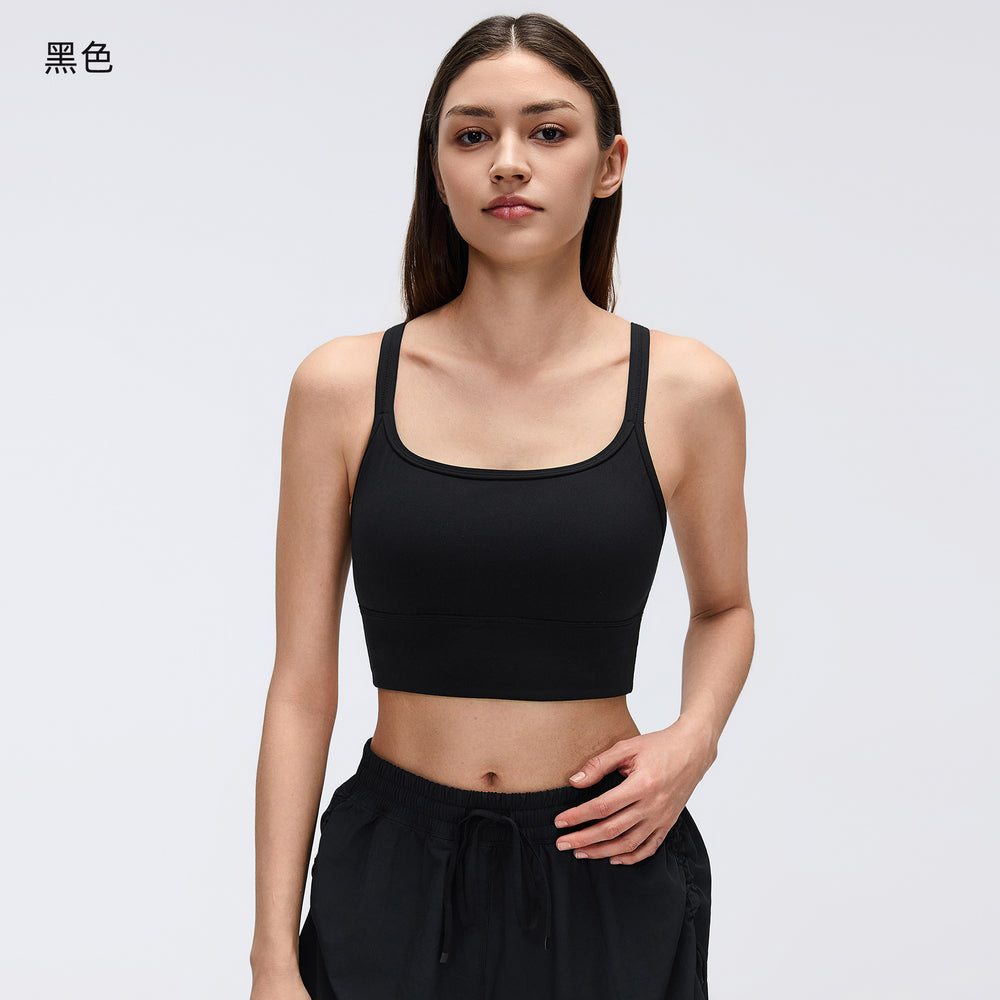 High-intensity sports bra for women, criss-cross spaghetti straps, beautiful back design, pilates yoga fitness bra, anti-sagging d26094