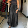 C8532exportplus size women's high waistelegantelegancefashion large swing a-line skirt half-length skirt cross-border pleated skirt