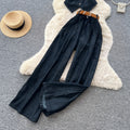European and american retro denim chic two-piece set for women: sleeveless vest & high-waisted pants - slim fit, summer style